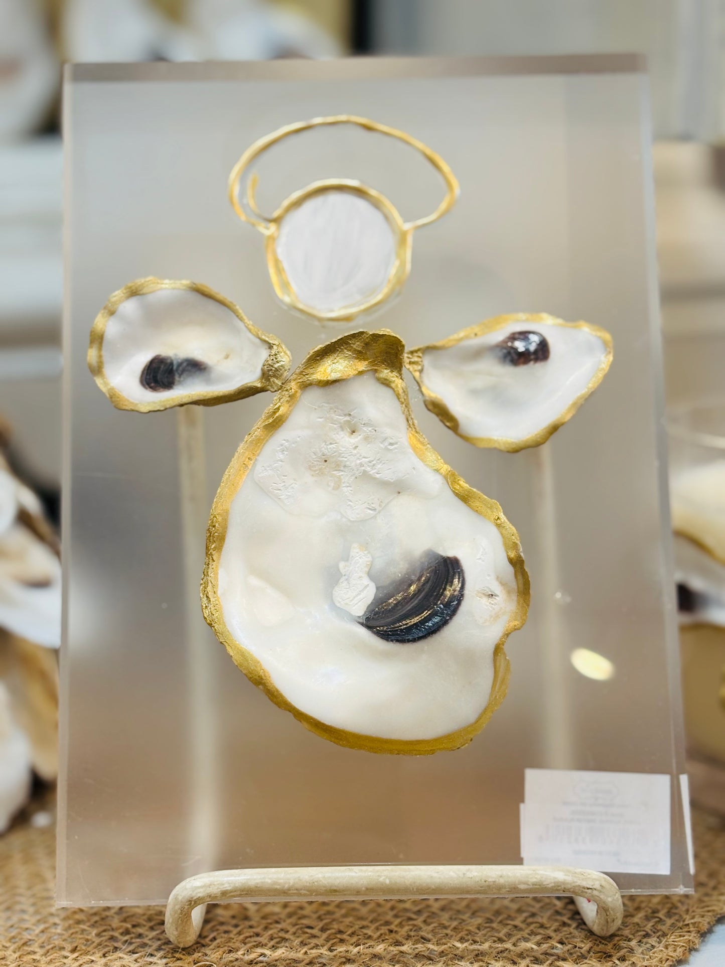 Oyster Shell Angel on Glass block