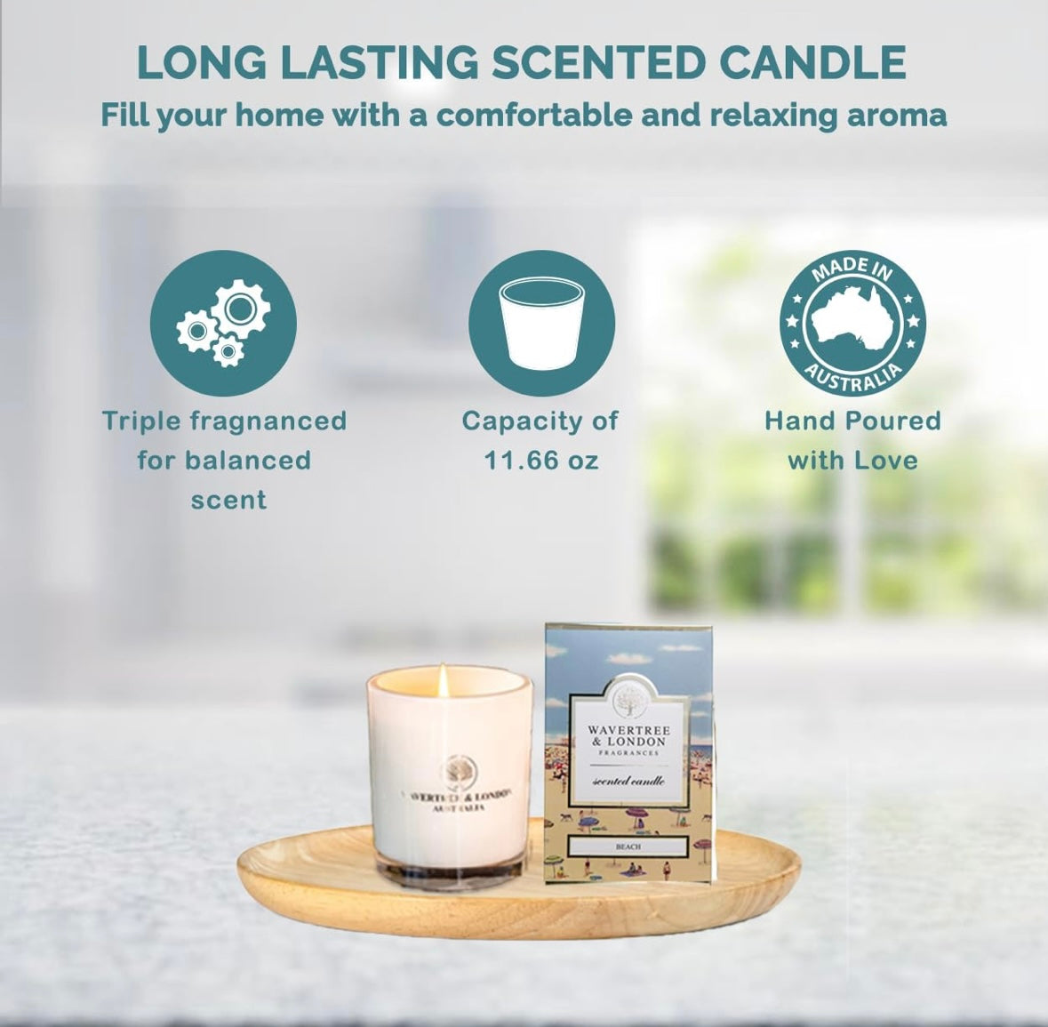 Wavertree & London Organic Beach Scent Soy Wax Candle 12oz / 60 Hours