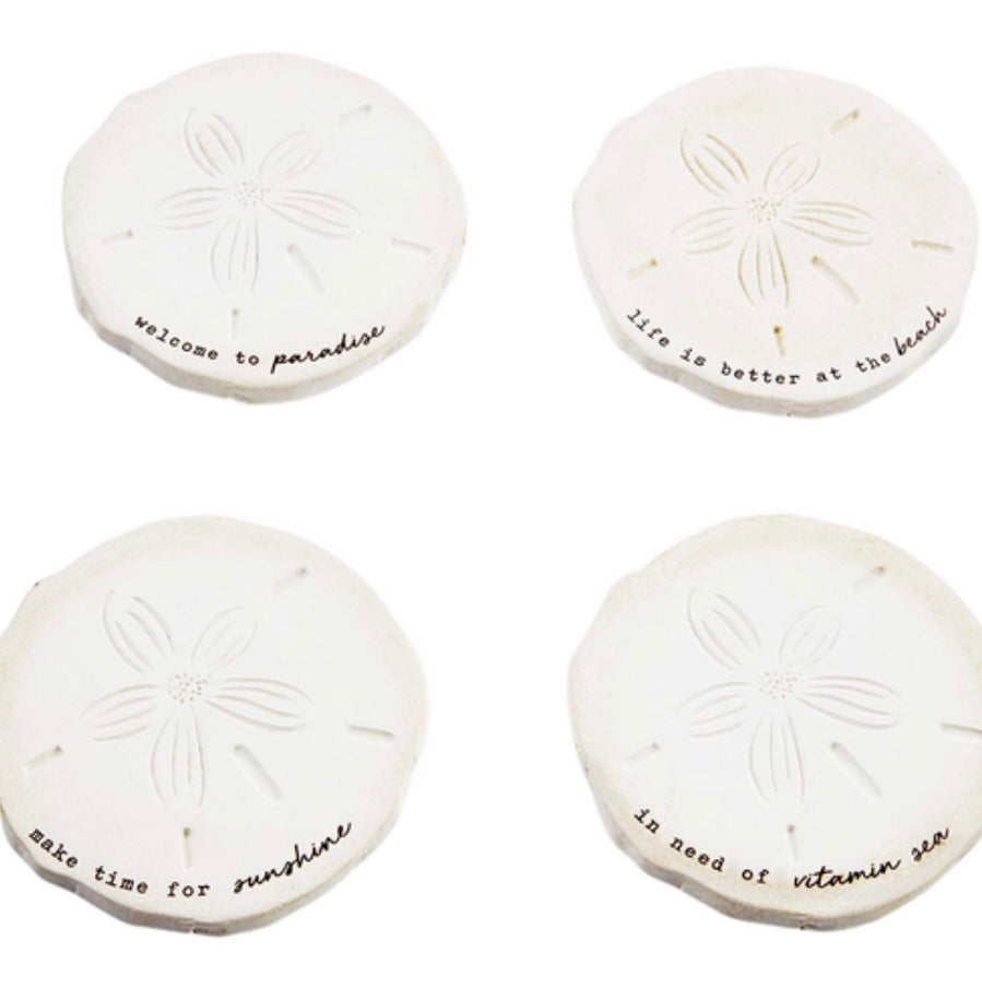 MUD PIE SAND DOLLAR COASTER SET!