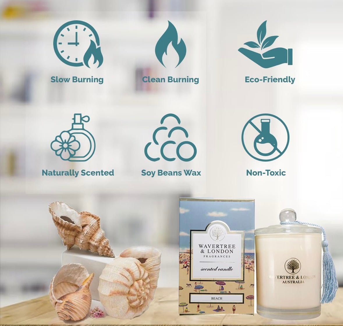 Wavertree & London Organic Beach Scent Soy Wax Candle 12oz / 60 Hours