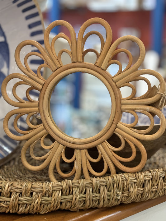 Mud Pie Boho Rattan Round Mirrors