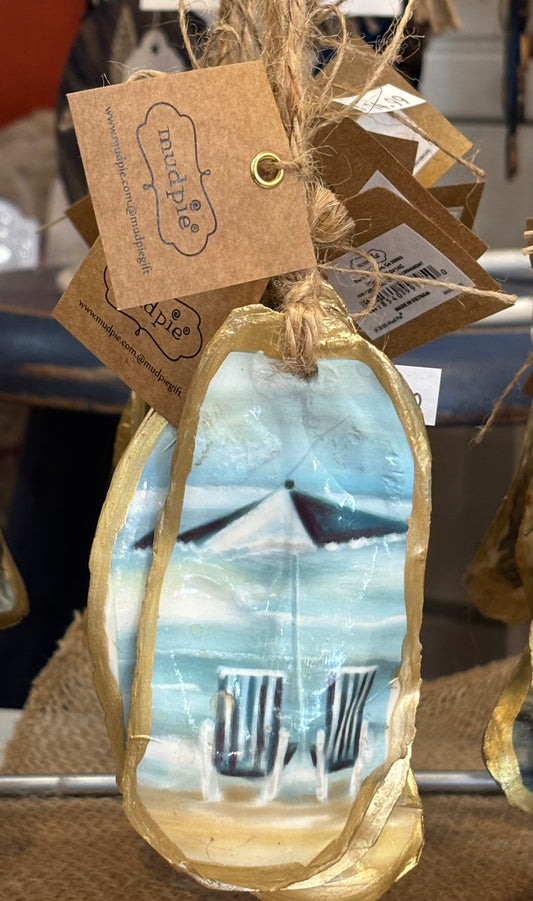Beach Chairs Oyster Ornament