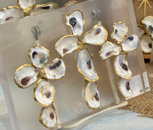 Oyster Crosses on Glass Block