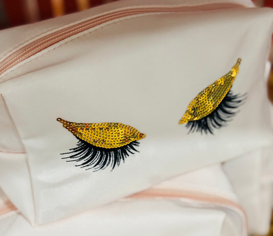Blush Sequin Eyelash Zip Pouch