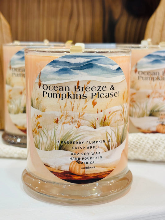 Ocean Breeze & Pumpkins Please Soy Candle! 8oz