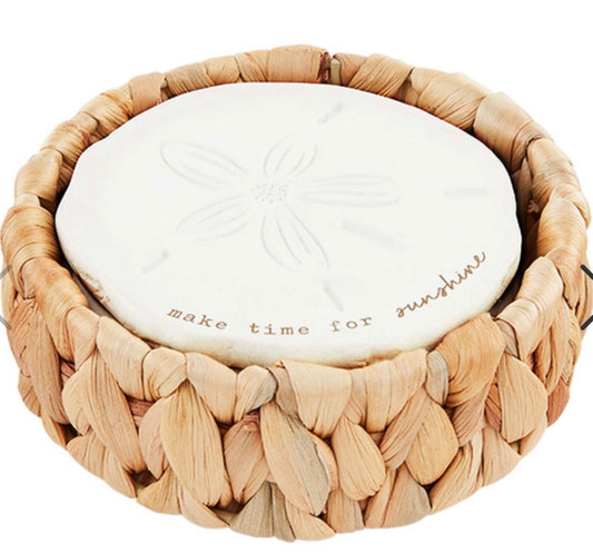 MUD PIE SAND DOLLAR COASTER SET!