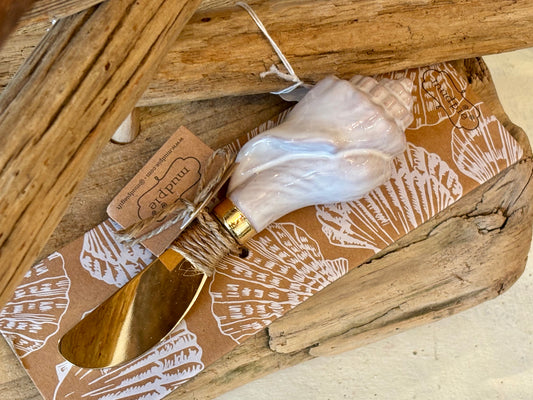 Conch Shell Handle Brass Spreader