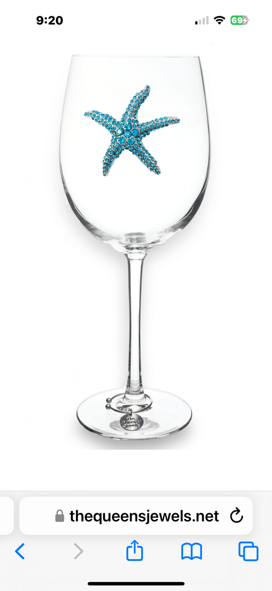 Blue Starfish Jeweled Glassware